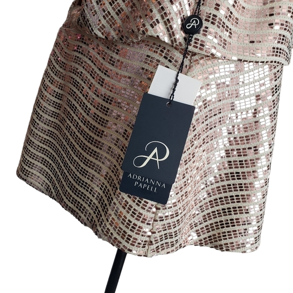 NWT ADRIANNA PAPELL Gold Embellished Surplice Evening Wrap Top, Size 16W - Picture 6 of 9